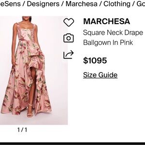 Marchesa Blush and Green Embroidered Gown